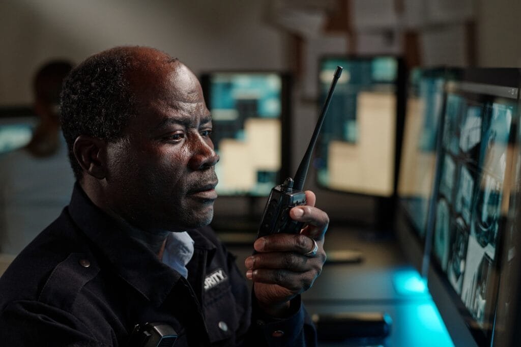 Security guard with transceiver